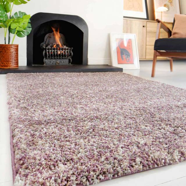 Rich Purple Mottled Shaggy Hall Runner Rug - Murano - 60cm x 240cm Runner