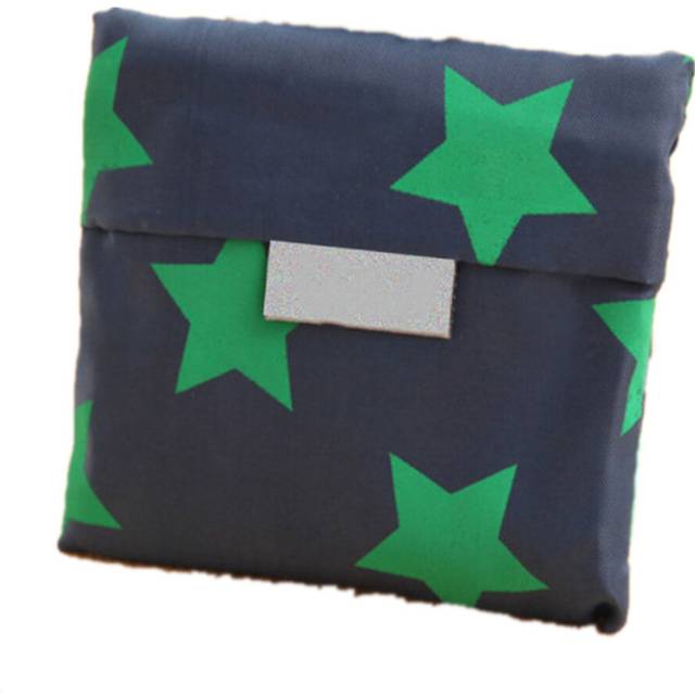 3 Pcs Fashion printing foldable green shopping bag Tote Folding pouch handbags Convenient Large-capacity storage bags