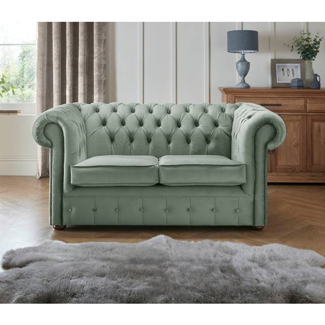 Chesterfield 2 Seater Fabric Malta Seaspray 11 Sofa - Green