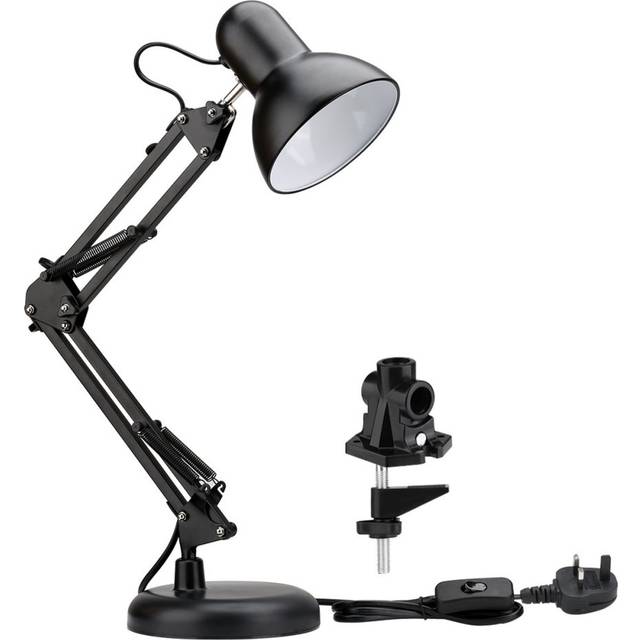 LE Swing Arm LED Desk Lamp E27 Bulb Socket Flexible C-Clamp Table Lamp Classic Architect Bedside Light for Reading Working Studying and More
