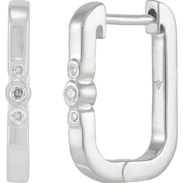 Silpada 'Circle In A Square' Sterling Silver Diamond Hoop Earrings - White