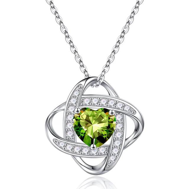 Iefil August Birthstone Necklace Gifts for Women  Sterling Silver Birthstone Jewelry Peridot Necklace Mothers Valentines Day Gifts for Her  Anniversar