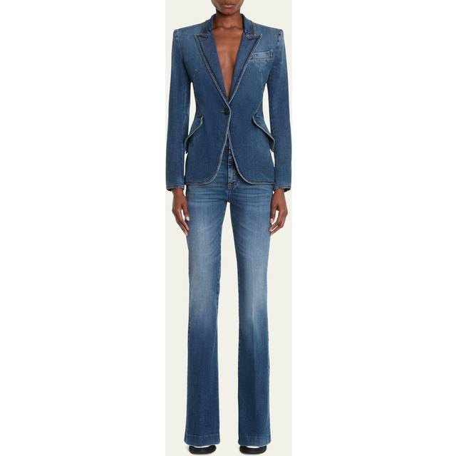 Medium-Wash Denim Single-Breasted Blazer - MEDIUM BRN - 36 IT (0 US)