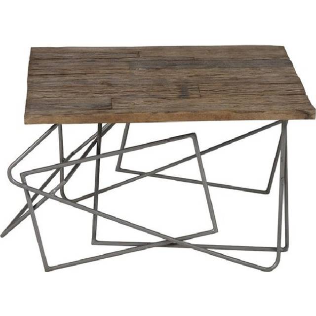 Industrial Style Designer Railway Sleeper Square Coffee Table - Light Wood - Brown