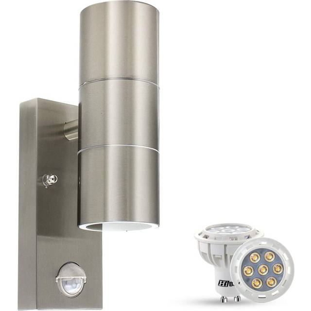 HiBay Outdoor UP Down LED Wall Light PIR Motion Sensor Sconce Lamp IP44 Stainless Steel Garden Security Light with 7W LE