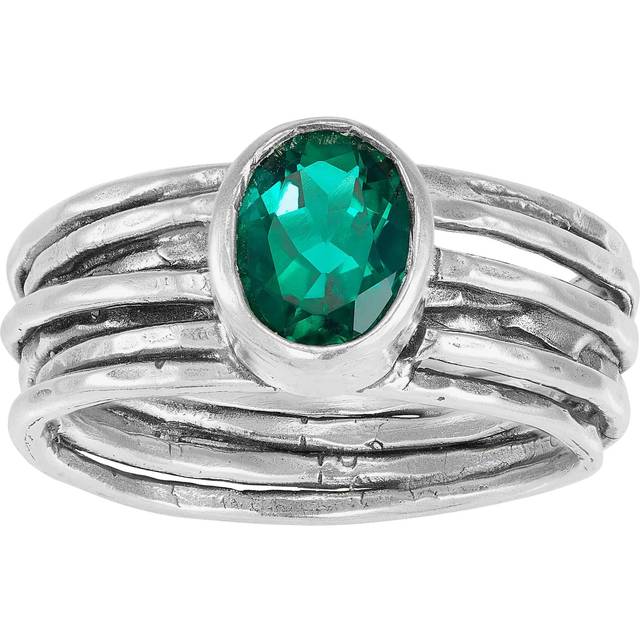 Silpada 'The Empowerment' Sterling Silver Lab-Created Emerald Ring, Size 11 - Green