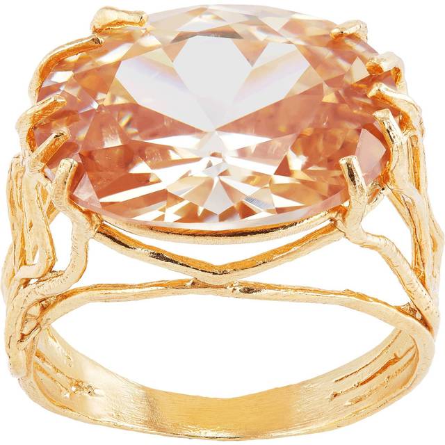 Silpada 'Lemon Drop' Cubic Zirconia Ring in 14K Gold-Plated Silver, Size 11 - Orange