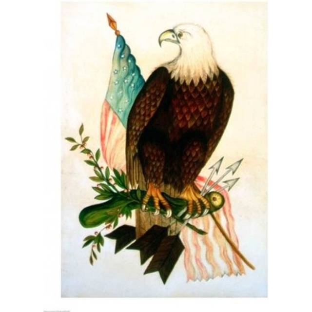Bald Eagle with Flag Poster Print - 24 x 36 in. - Large