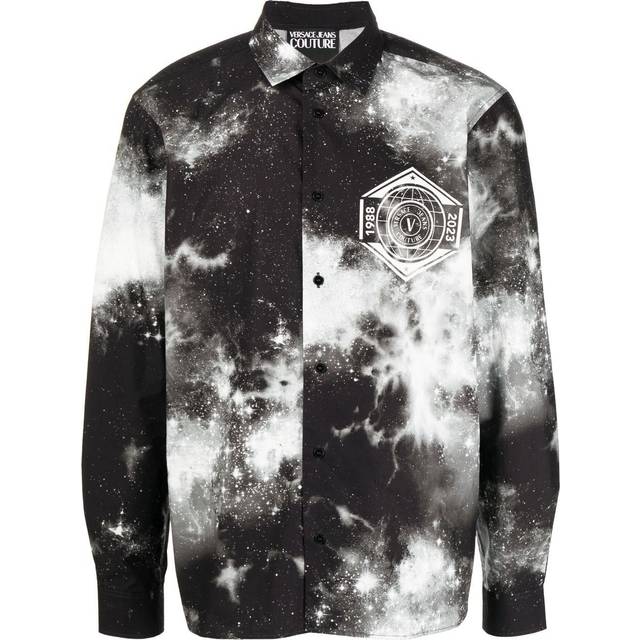 Versace Jeans Couture - tie dye-print button-up shirt - men - Cotton - 50 - Black