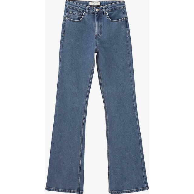 Ikks Womens Turquoise Boot-cut Flared-leg High-rise Stretch-denim Jeans 8 - TURQUOISE