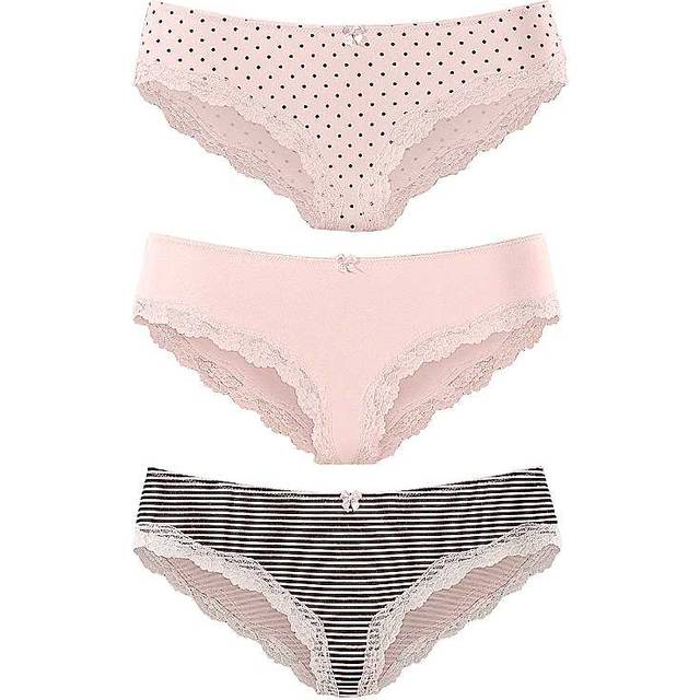 LASCANA Pack of 3 Brazilian Style Briefs - Rose Print