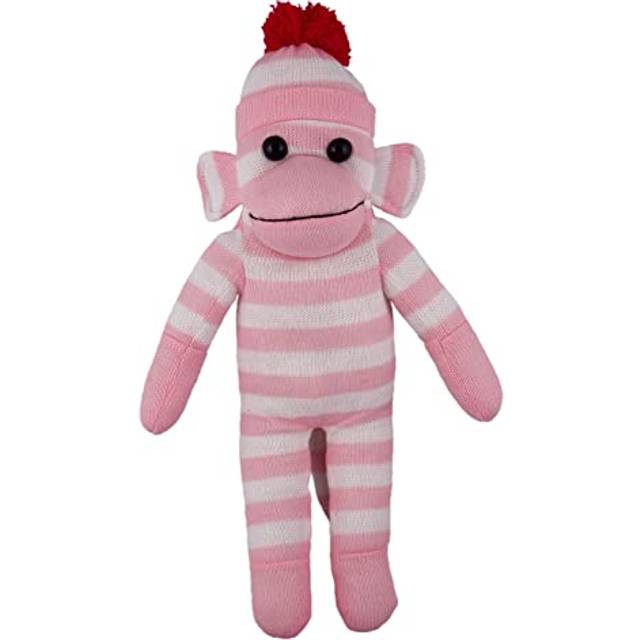 Plushland Adorable Sock Monkey  The Original Traditional Hand Knitted Stuffed Animal Toy Gift-for Kids  Babies  Teens  Girls and Boys Baby Doll Presen