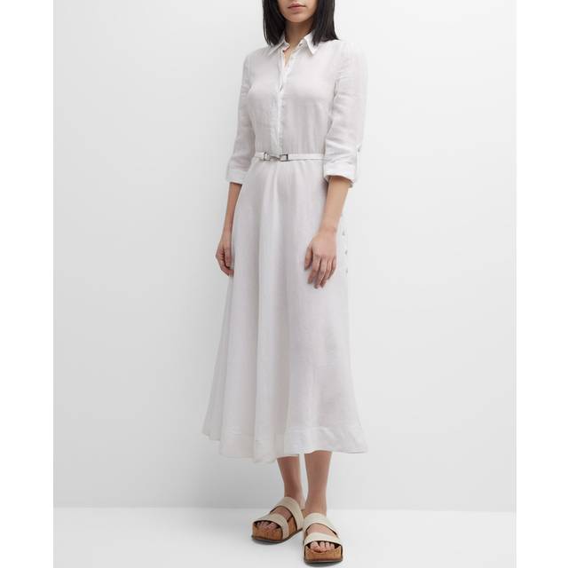Marley Belted Midi Linen Shirtdress - IVORY - 46 IT (10 US)