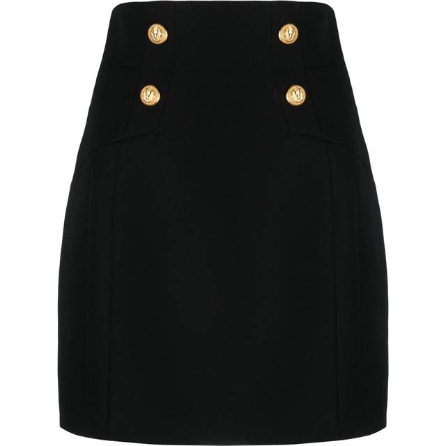 Balmain - high-waisted wool miniskirt - women - Virgin Wool/Cotton/Viscose - 38 - Black