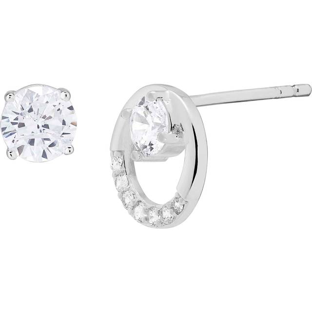 Silpada 'Dainty Circle' Cubic Zirconia Stud Earrings in Sterling Silver - White