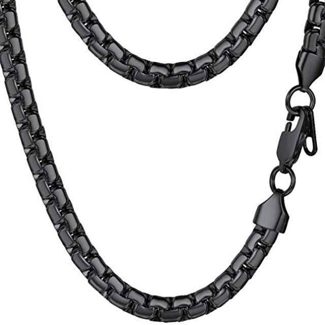 PROSTEEL Stainless Steel Chain Necklace Men Jewelry 24inch Trendy Chains Necklaces for Him Rapper Chain Black Necklace
