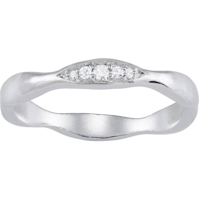 Silpada 'Wave Power' Diamond Stackable Ring In Sterling Silver, Size 10 - White