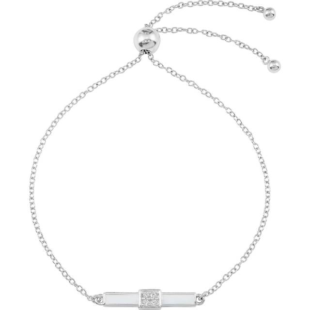Silpada 'Bright Side Bolo Bracelet' in Sterling Silver with White Enamel, 9"