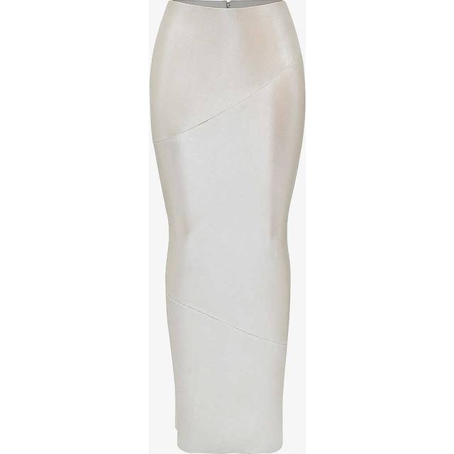 House of Cb Womens Champagne Colette Fitted Satin Midi Skirt 14/16 - CHAMPAGNE