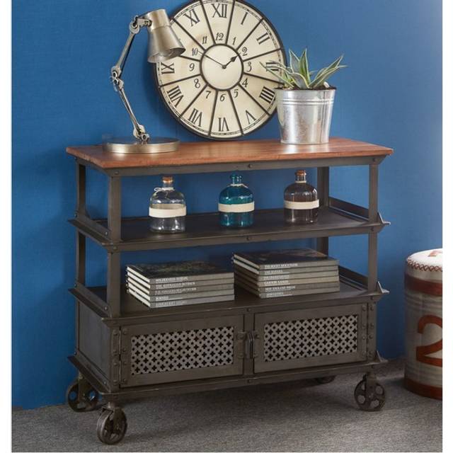 Urban Industrial Small Console Table - Multicolour - Brown