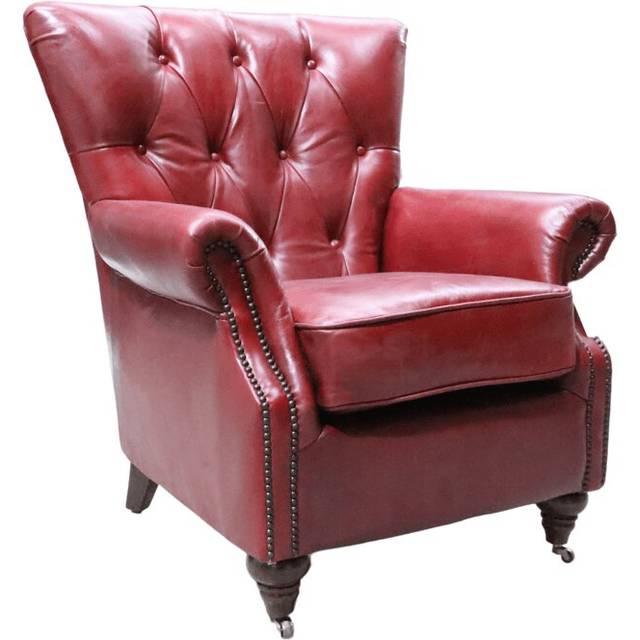 Chesterfield Handmade Chatsworth Armchair Vintage Rouge Red Distressed Real Leather - 1 Seater/Chair