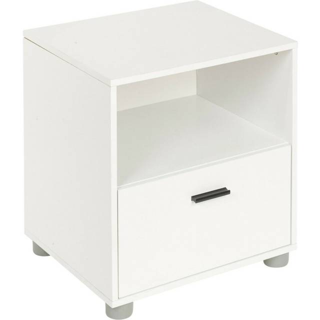 (White, 1) Wooden Nightstands with 1-2 Drawers Bedside Table