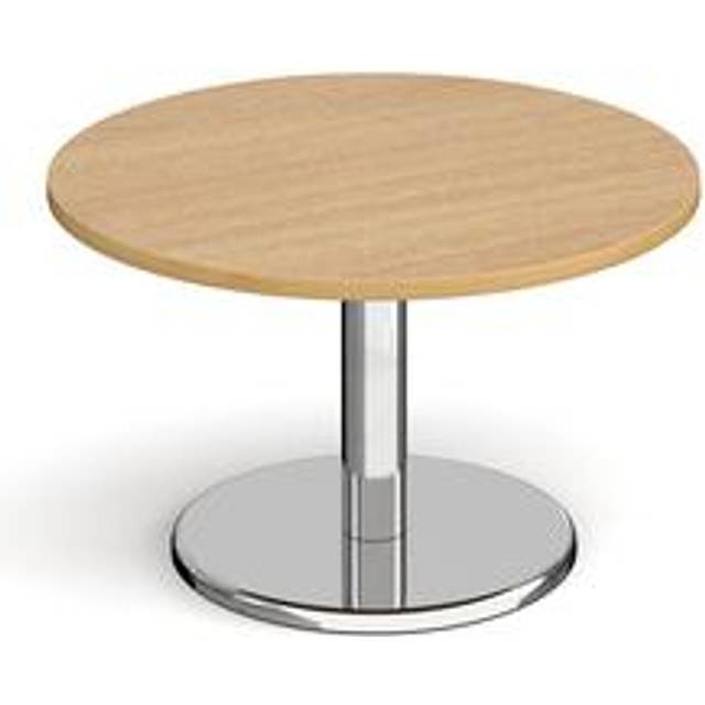 Pisa circular coffee table with round chrome base 800mm - oak - Oak