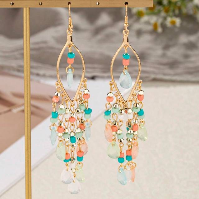 SHEIN Beaded Tassel Jewelry 1pair Earrings