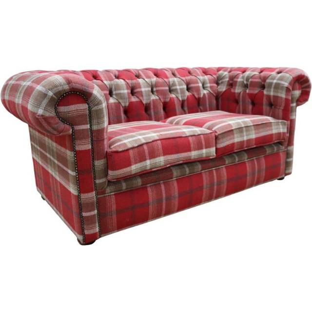 Chesterfield Tartan 2 Seater Sofa Balmoral Red Fabric