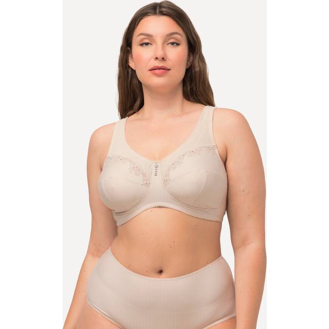 Ulla popken dam stora storlekar upp till 64 | Basic Shirt | Sweatshirt med rund hals, långärmad & smal passform | 100% bomull & uni | 646801, Pärlvit, 125F
