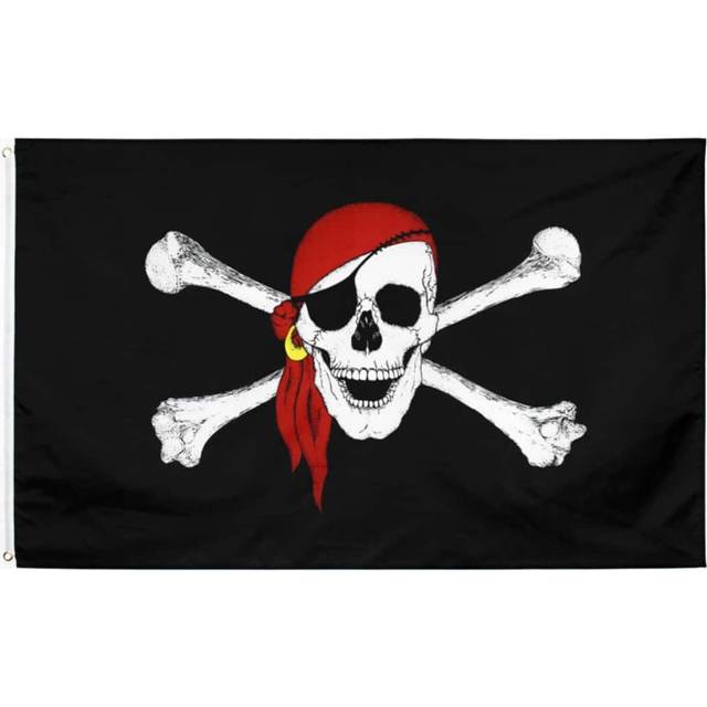 SHEIN 3x5 Ft Pirate Flag, Red Bandana Pirate Flags, Polyester Material, Garden Decorative Flags With Grommet