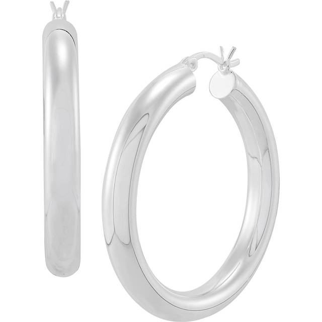 Silpada 'Frame High Hoop Earrings' in Sterling Silver - White