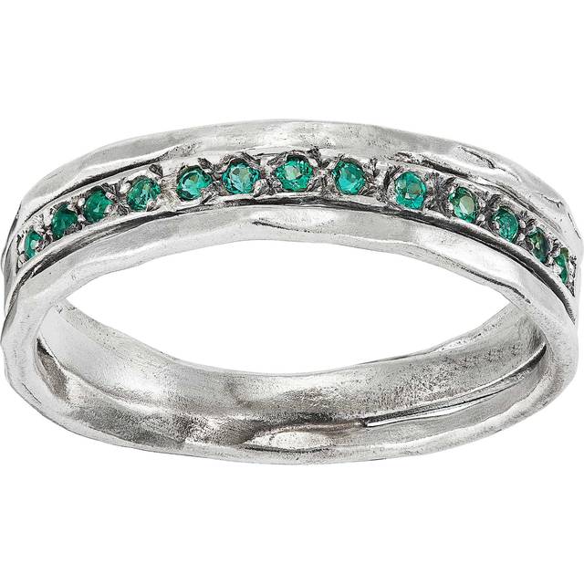 Silpada 'Fancy Line' Sterling Silver Lab-Created Emerald Ring - Green