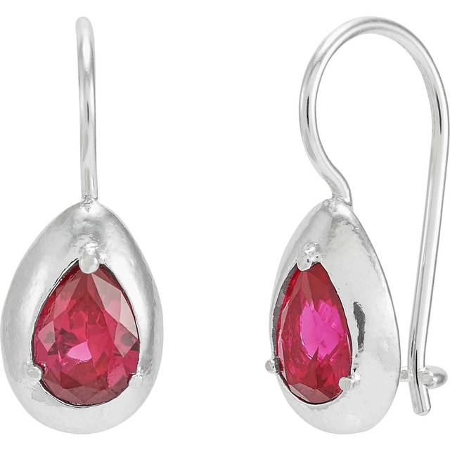 Silpada 'Pear Blossom' Lab Created Ruby Drop Earrings In Sterling Silver - Red