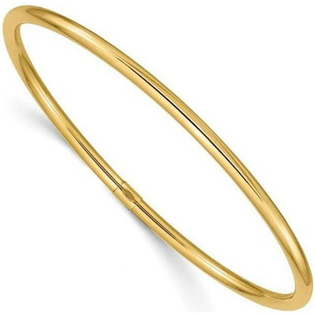 14K Yellow Gold 3 mm Polished Round Tube Slip-On Bangle Bracelet