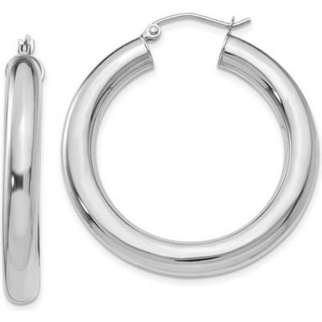 14K White Gold Polished 5 mm Lightweight Hoop Earrings