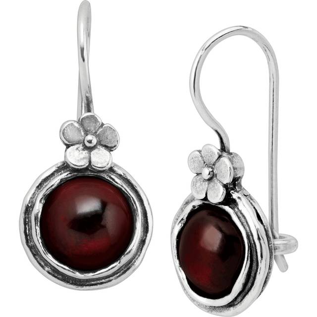 Silpada 'Full Bloom' Natural Garnet Floral Drop Earrings in Sterling Silver - Red