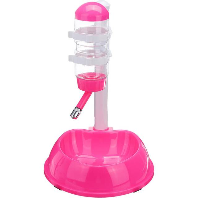 (Pink, without feeder bin) Automatic Pet Water Drinker Cat Dog Bowl Fountain Bottle Food Feeder Dispenser