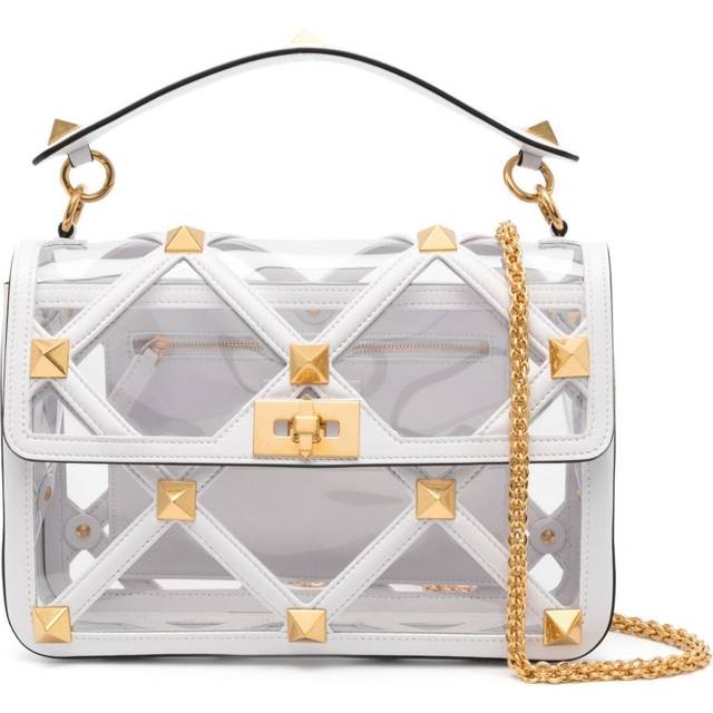 Valentino Garavani - medium Roman Stud crossbody bag - women - Calf Leather/PVC - One Size - White