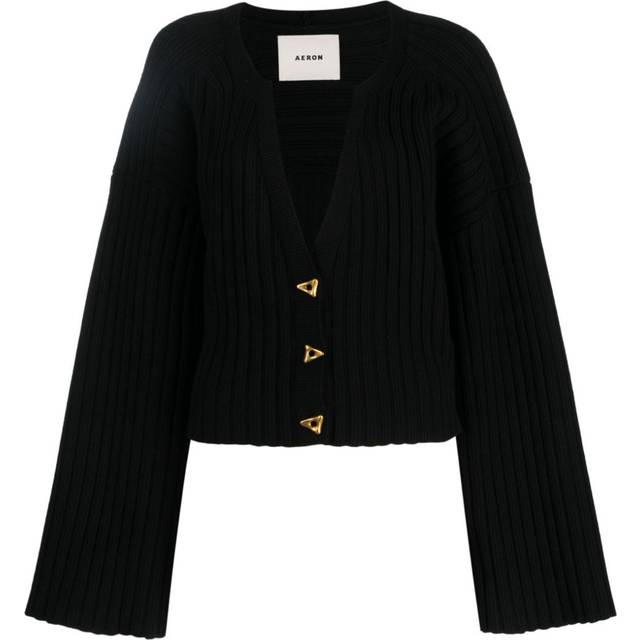 AERON - Morrow ribbed-knit cropped cardigan - women - Polyester/FSC Viscose - M - Black