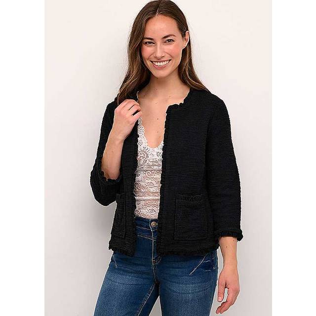 Cream Mellie Open Front Three-Quarter Sleeve Cardigan
