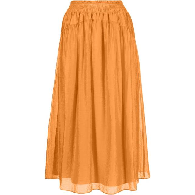 Vince - smocked-waist high-waisted skirt - women - Nylon/TENCEL™ Lyocell (LENZING) - S - Orange