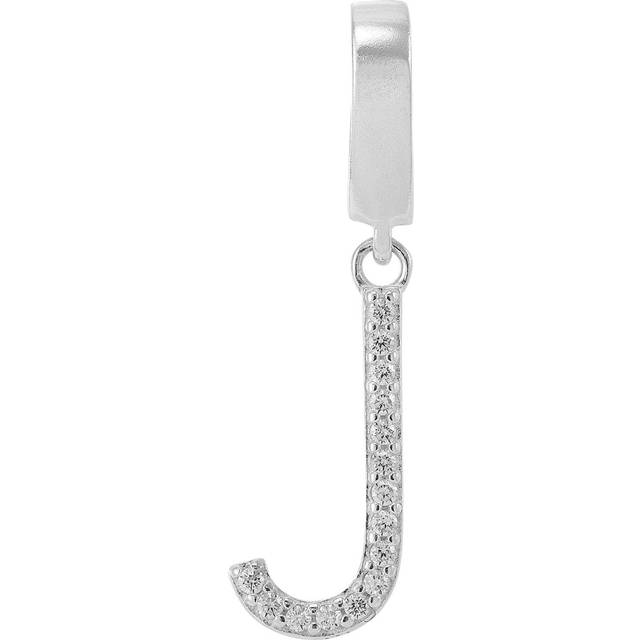 Silpada Cubic Zirconia 'J' Letter Charm' in Sterling Silver - White