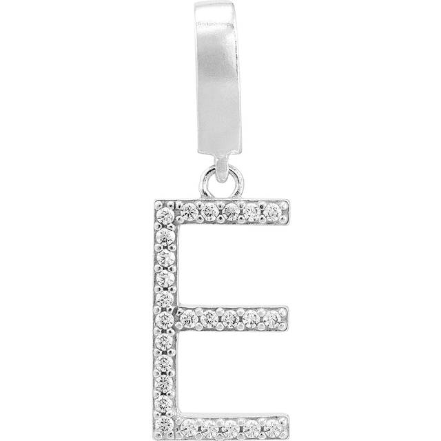 Silpada Cubic Zirconia 'E' Letter Charm' in Sterling Silver - White
