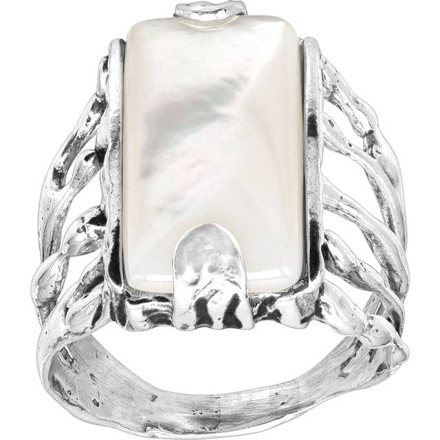 Silpada 'Pearlescent' Natural Mother-of-Pearl Statement Ring in Sterling Silver - White - 11