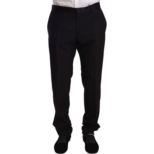 Dolce & Gabbana, Suit Trousers, male, Black, 3XL, Black Wool Formal Tuxedo Trouser Trousers