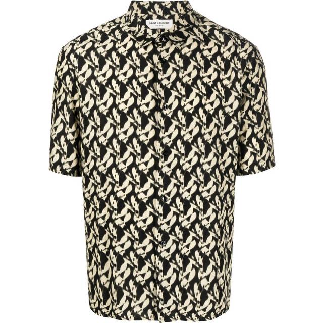 Saint Laurent - abstract-print cotton shirt - men - Cotton/Viscose - 38 - Black