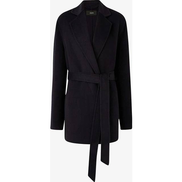 Joseph Womens Navy Cenda Wool and Cashmere-blend Belted Coat 4 - NAVY