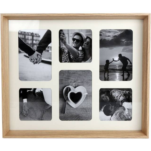 Natural Wooden Box Multi Photo Frame, 6 Aperture Picture Frame Collage