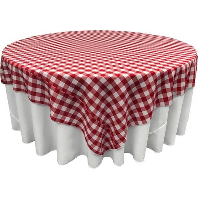 TCcheck90x90-RedK98 Polyester Gingham Checkered Square Tablecloth, White & Red - 90 x 90 in.
